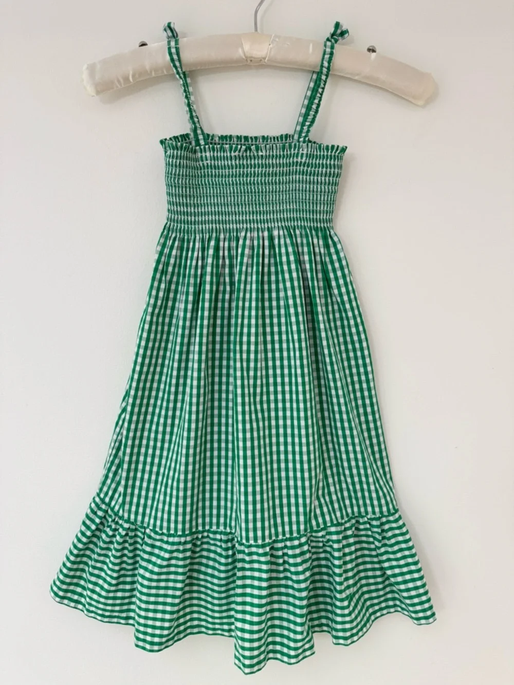 Little English Green Gingham Smocked Sundress with Ruffle Hem, Size 5 - Picture 7 of 10
